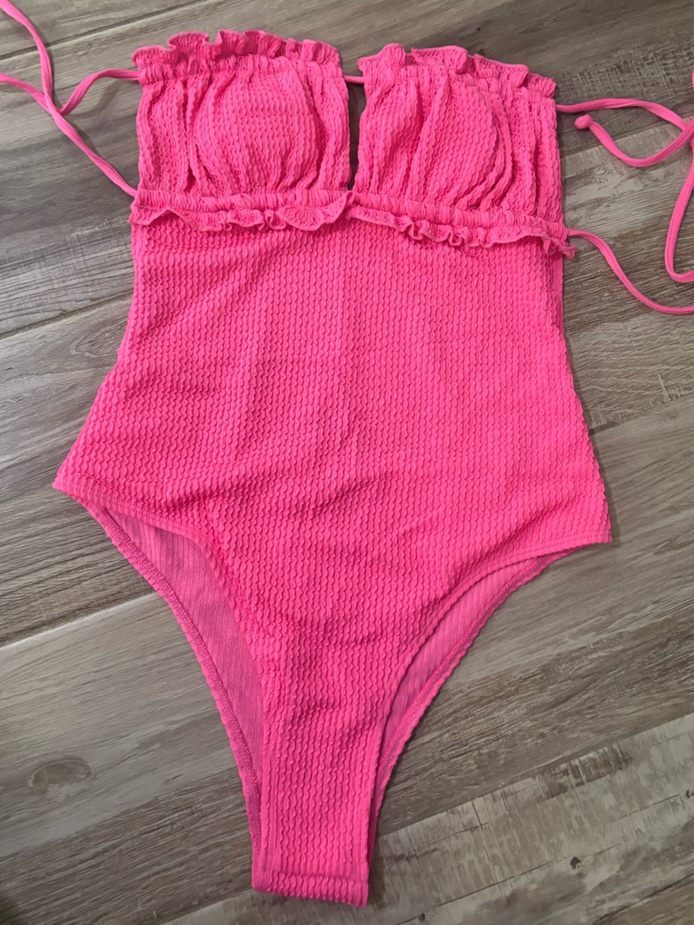 Girls Pink bathing suit with Ruffle Trim - SHEIN size medium